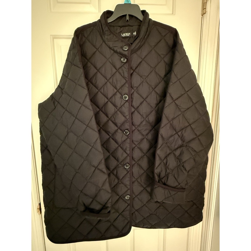 Women's Lauren Ralph Lauren Black Quilted Button Jacket size 2X TTG